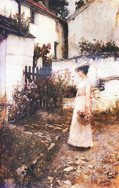Gathering Summer Flowers in a Devonshire Garden by John William Waterhouse